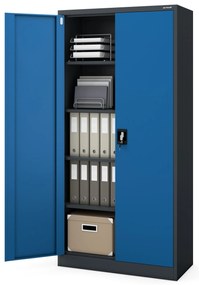 Fém iratszekrény JAN, 900 x 1850 x 400 mm, antracit-kék