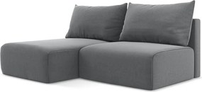 Szürke bársony kinyitható-tárolóhelyes sarokkanapé (bal oldali-heverő résszel) Kalena – Makamii