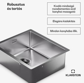 Klarstein TitanSteel Konyhai mosogató 45 x 39 cm (H x Sz) rozsda-, karc-, és hőálló felülettel