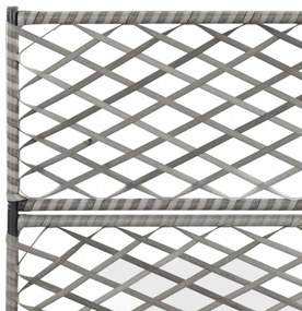 szürke rácsos polyrattan magaságyás 3 kaspóval 83 x 30 x 130 cm