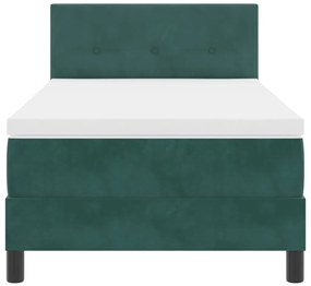 Boxspring Ágy Mattal és LED Fekete Zöld 80x200 cm Velúr