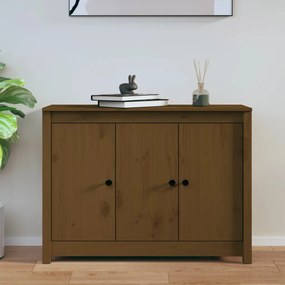 mézbarna tömör fenyőfa tálalószekrény 100 x 35 x 74 cm