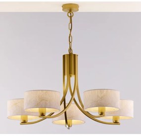 Jupiter 2097 - Láncos csillár ARTHUR 5xE27/15W/230V fehér/arany/márványminta