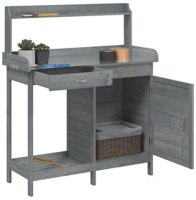 szürke tömör fenyőfa ültetőasztal szekrénnyel 110,5x45x124,5 cm