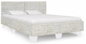szürke természetes rattan ágykeret 140 x 200 cm
