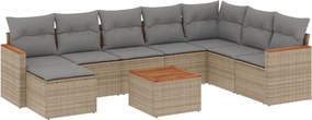 vidaXL 9 részes vegyes bézs polyrattan kerti ülőgarnitúra párnákkal