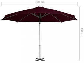 piros konzolos napernyő alumíniumrúddal 300 cm