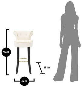 Krémszínű bársony bárszék 96 cm Luxy – Mauro Ferretti