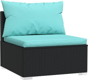 6 részes fekete polyrattan kerti ülőgarnitúra párnákkal