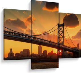 Kép - Naplemente a Ben Franklin híd felett, Philadelphia (90x60 cm)
