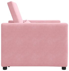 Egyszemélyes kanapéágy light pink 90 x 165 x 87 cm Bársony