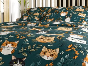 Pamut ágynemű CATTAMI POLY sötétzöld Ágyneműhuzat mérete: 70 x 90 cm | 140 x 200 cm