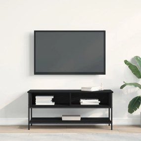 TV szekrény Fekete tölgy 100x35x45 cm Fának készült és acél