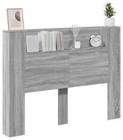 szürke sonoma színű áthidalószekrény LED-ekkel 140x16,5x103,5cm