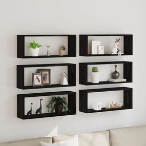 Falipolc 6 db Fekete Tölgy 60x15x23 cm Műanyag
