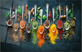 Edzett üveg fali dekoráció, fűszerek, 46x72 cm