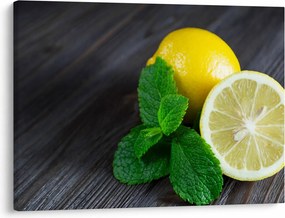 Citrom és a menta az asztalon képe (70x50 cm)