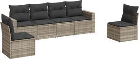 vidaXL 6 részes világosszürke polyrattan kerti ülőgarnitúra párnákkal