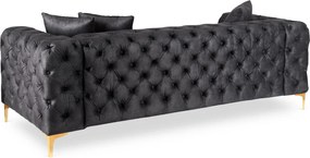 Sofa SORRENTO 3S Trzyosobowa Czarna Welurowa