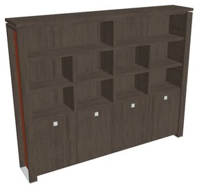 Verno+ S magas szekrény 260 x 46 x 210 cm, polccal, antracit tölgy / narancs