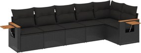 vidaXL 6 részes fekete polyrattan kerti ülőgarnitúra párnákkal