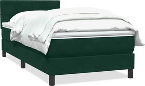 vidaXL sötétzöld bársony rugós ágy matraccal 80x220 cm