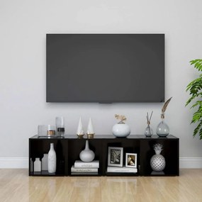 4 db fekete forgácslap tv-szekrény 37 x 35 x 37 cm