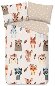 Barna-bézs egyszemélyes pamut gyerek ágyneműhuzat 140x200 cm Rave – Good Morning