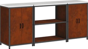 vidaXL Konyhai Tároló Készlet ajtóval 3 pcs Rozsdás Időjárásálló acél