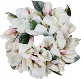 Karácsonyi Koszorú Magnóliákkal Havas Ajtó Koszorú Magnólia 32 cm