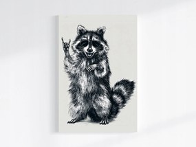 Vászonkép Canvas Grafika Mosómedve Gesztus Rock On Zene B&amp;w 80x120