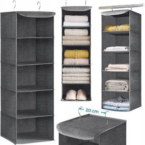 Függő rendszerező Ruhásszekrény Cipők 5 Polc Szürke Fürdőszoba Szekrény