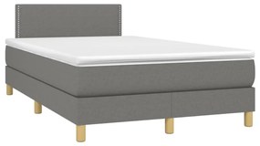 sötétszürke szövet rugós és LED-es ágy matraccal 120x190 cm