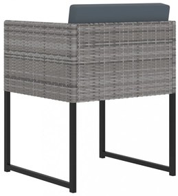 9 részes szürke polyrattan kerti étkezőszett párnákkal