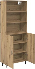 vidaXL Magasfiú Artisan tölgy 69,5 x 34 x 180 cm Műanyag Fa és Üveg