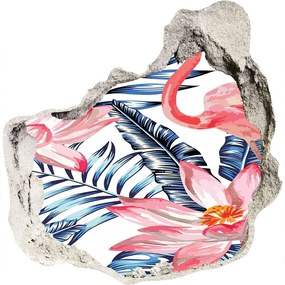 3d lyuk fal dekoráció Flamingók és növények nd-p-83343113
