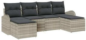 vidaXL Kanapé Szett párnával tárolóval 6 pcs Világosszürke polirattan