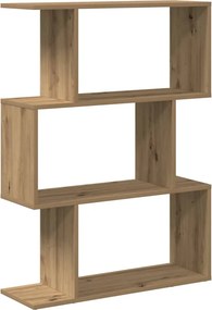 vidaXL 3 szintes kézműves tölgy fa elválasztó könyvespolc 70x24x97 cm