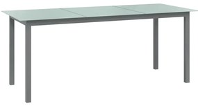 vidaXL világosszürke alumínium és üveg kerti asztal 190 x 90 x 74 cm