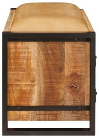 Tároló pad vászonnal 80x35x40 cm Tömör durva mangófából