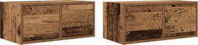 vidaXL 2 db antik fa szerelt fa fali TV-szekrény 60x31x25,5 cm