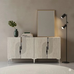 Meyra 150 - White, Travertine, Silver