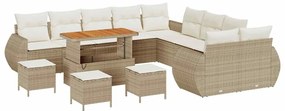 vidaXL Kerti Kanapé Szett 14 pcs Bézs polirattan