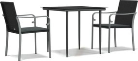 vidaXL 3 részes polyrattan és acél kerti étkezőgarnitúra párnával