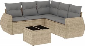 vidaXL 6 részes bézs polyrattan kerti ülőgarnitúra párnával