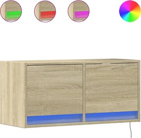 vidaXL sonoma tölgy színű fali TV-szekrény LED-ekkel 80x31x35 cm
