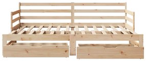 kihúzható heverő fiókokkal matrac nélkül 90 x 200 cm
