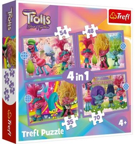 Trefl Trollok 3 színes kaland puzzle, 4v1 (35, 48, 54, 70 darab)