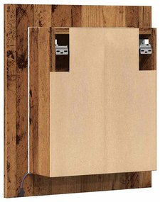 antik fa színű szerelt fa tükrös szekrény LED-del 40x12x45 cm