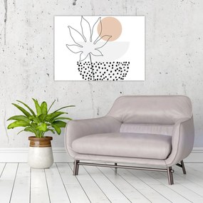 Üveg kép - Vonal művészet virágok N⁰3 (70x50 cm)
